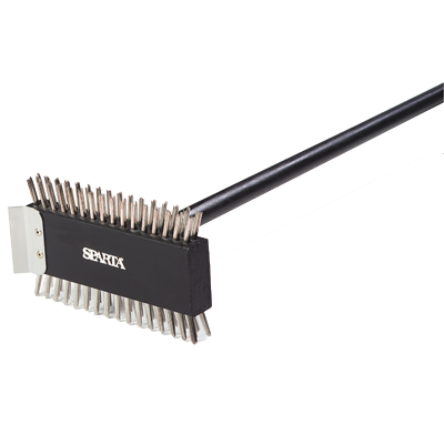 SPARTA BROILER MASTER BRUSH,
30-1/2&quot;L, TREATED WOODEN
HEAD, TWO-SIDED 1&quot; STAINLESS
STEEL BRISTLES, STAINLESS
STEEL END-SCRAPER, WOOD
HANDLE, STANDARD COLOR, MADE 
IN USA, EACH