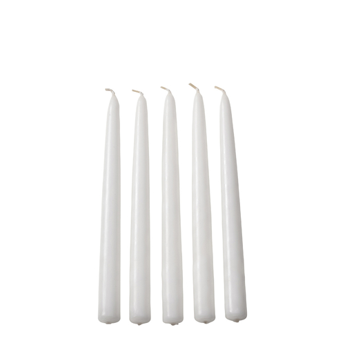 10&quot; WHITE TAPERED CANDLE, 12/12ct.