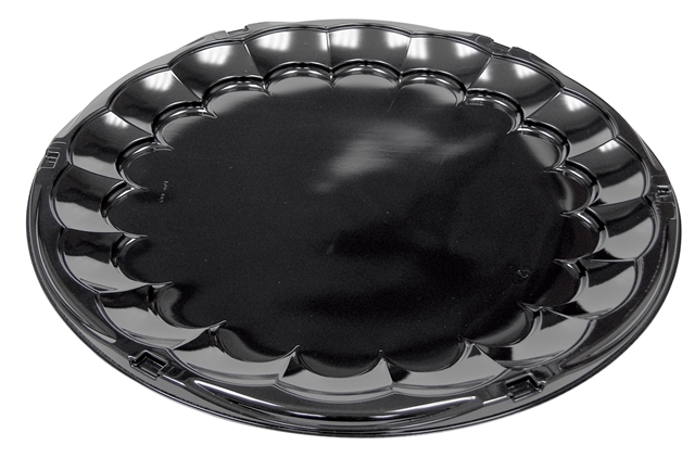 18&quot; FLAT BLACK CATER TRAY 
COMBO WITH DOME LID, 25/ct. 
1/22
