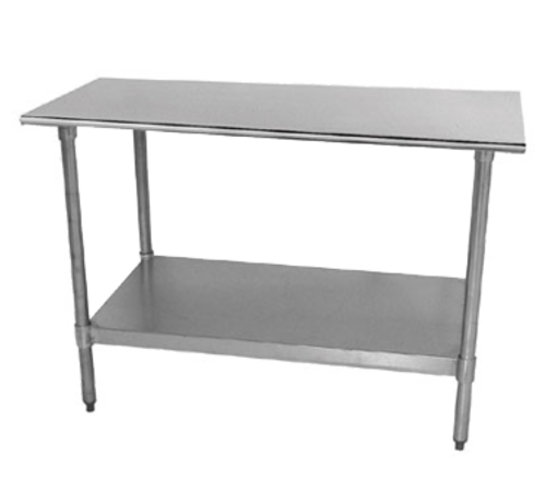 TTS-304 Special Value Work
Table, 48&#39;W x 30&#39;D, 18 gauge
430 stainless steel top with
rolled rim on front &amp; rear,
adjustable 18 gauge stainless
steel undershelf, stainless
steel legs &amp; adjustable
bullet feet, NSF, 1/22