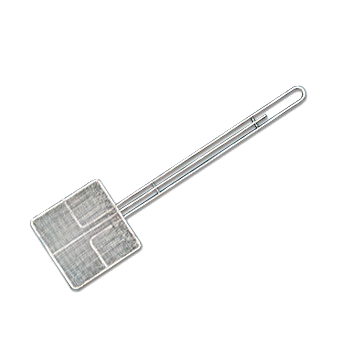 Skimmer, 7&quot; square, 14&quot; handle, tinned fine mesh, 