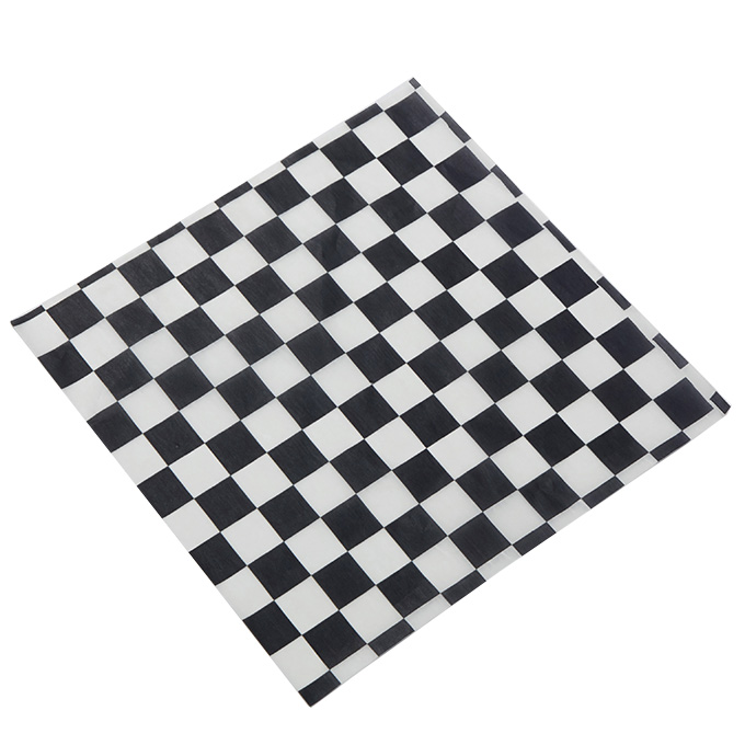 12X12 BLACK AND WHITE CHECK BASKET LINER, 