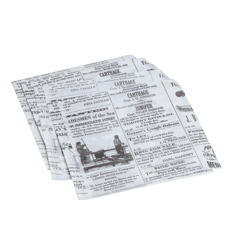 Wax Fry Paper Bags, 7&quot; x 6&quot;,  newsprint bleached,