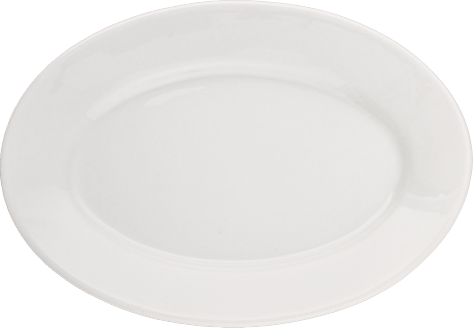 Platter, 8-1/8&quot;, oval, rolled edge, bright white, 