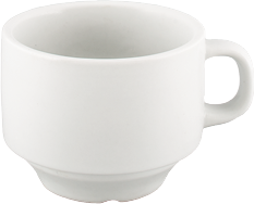 Coffee Cup, 8 oz., 3-3/8&quot;,
with handle, stackable,
rolled edge, bright white,
Universal, Argyle Collection, 
3/DOZ, 10/21