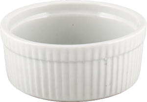 Souffle Bowl, 80 oz.,
8-1/2&quot; dia., round, fluted,
bright white, Universal,
Market Buffet Collection,
Undecorated, EACH, 11/21