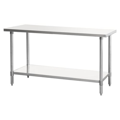 MixRite Work Table, 48&quot;W x 
30&quot;D x 34&quot;H, 18/430 stainless 
steel top with turned down 
edges, 18/430 stainless steel 
adjustable undershelf &amp; legs, 
adjustable bullet feet, NSF, 
KD, 1/23