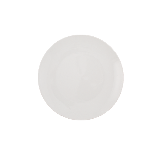 Plate, 9" dia., round, coupe, bright white, glossy finish,