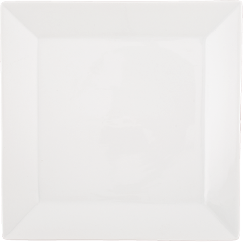 Plate, 10-1/2&quot; x 10-1/2&quot;,
square, bright white, glossy
finish, Universal, Ventana
Collection, Undecorated,
1/DOZ, 1/21