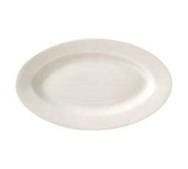 Platter, 15&quot;x8-3/4&quot;, oval,
narrow shape, wide rim,
rolled edge, microwave &amp;
dishwasher safe, vitrified
china, Buckingham, American
White, Undecorated, FDA
approved, 1/DOZ, 1/21