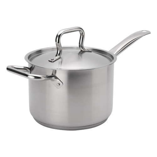 ELEMENTS 4-1/2 qt. SAUCE PAN,
7-9/10&quot; DIA. x 5-7/10&quot;H, WITH
LID, OPERATES  WITH
GAS/ELECTRIC/CERAMIC/HALOGEN/I
NDUCTION COOKTIOPS, ERGONOMIC
RIVETED HANDLE, 4MM TRI-PLY
BASE, STAINLESS STEEL, NSF, 
EACH, 1/22