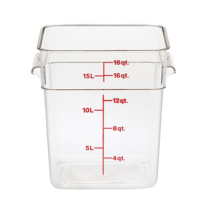 18qt. CLEAR SQUARE FOOD STORAGE CONTAINER, EACH, 10/21