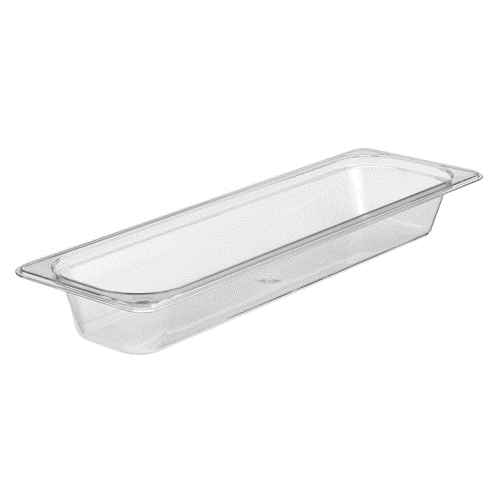 CLEAR Camwear Food Pan, 1/2
size long, 2-1/2&quot; deep,
polycarbonate, clear, NSF, 
each, 10/21