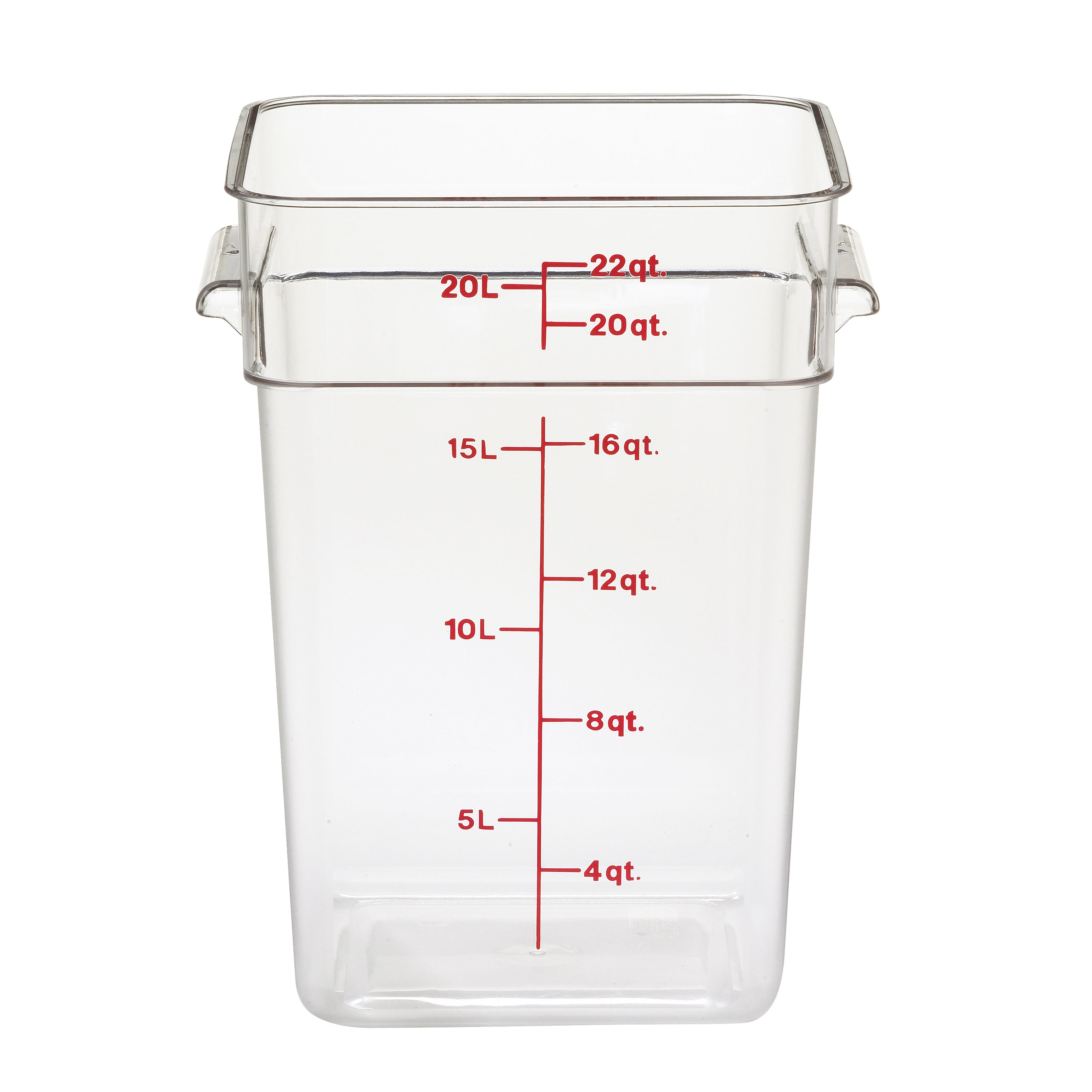 22qt. CLEAR SQUARE FOOD STORAGE CONTAINER, EACH, 10/21