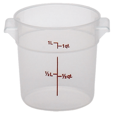 1qt. TRANSLUCENT ROUND BAIN MARIE FOOD STORAGE CONTAINER, 