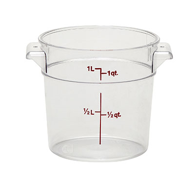 1qt. CLEAR ROUND FOOD STORAGE
CONTAINER, EACH