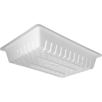 18&quot;X26&quot;X5&quot; COLANDER, StorPlus 
rectangular, perforated and
slotted, stackable, fits 
26&quot;x18&quot;x6&quot; or deeper boxes, 
dishwasher safe, polyethylene, 
white, NSF, Made in USA, 8/21