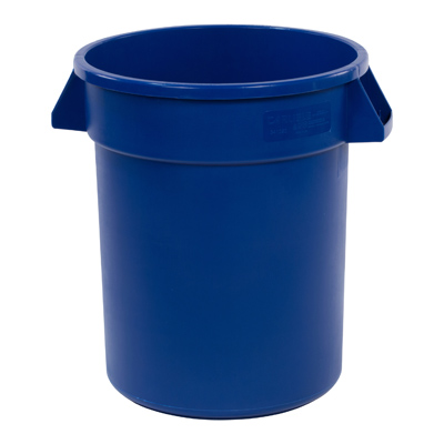 20 GALLON BLUE
Bronco Waste Container, 23&quot;H x 
23&quot;dia. (includes
handles), round,
double-reinforced stress
ribs, ergonomic Comfort
Curve handles, drag skids,
deep hand holds on base,
polyethylene,, NSF, each