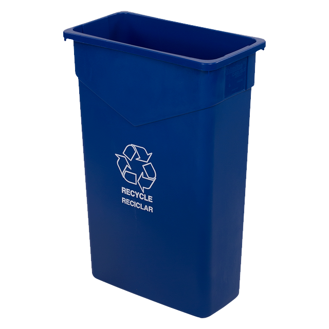 21 gallon, BLUE Centurian
Recycle Container,imprinted 
with recycling symbol, 
integrated liner
tabs, ergonomic handles,
bottom helper handles,
polyethylene, EACH