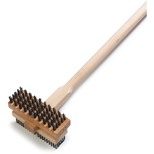 Double Broiler King Brush,
48&quot;L (OA), bolted dual-sided
heads: 1-5/8&quot; carbon steel
flat bristles and 1-5/8&quot;
carbon steel wire bristles,
hardwood handle, standard
color, EACH