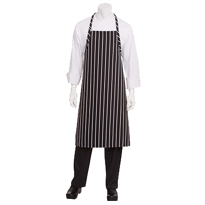 BLACK CHALKSTRIPE BIB (BCS) ENGLISH CHEF&#39;S APRON, EACH,