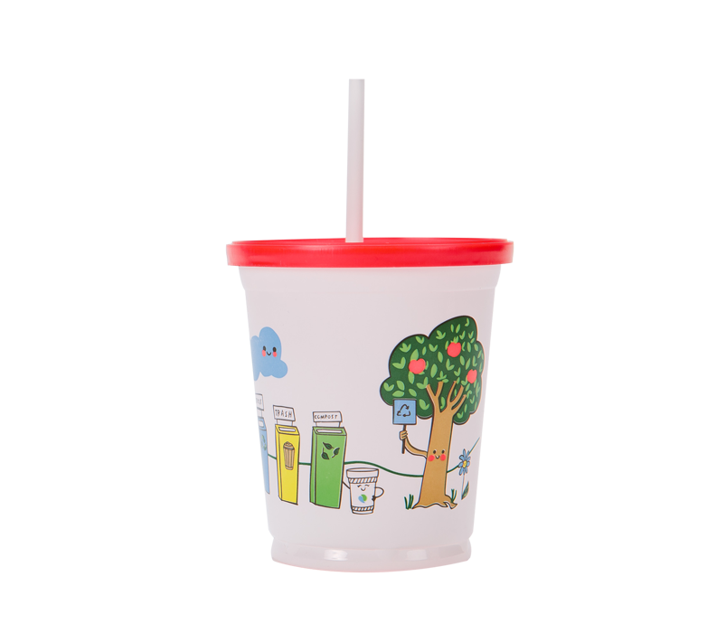 Kids Cup Set, jungle print,  12oz Poypropylene Cup, Red 