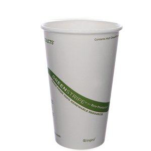 16oz PAPER HOT CUP,
GREENSTRIPE RENEWABLE &amp;
COMPOSTABLE, 20/50ct.,  10/21