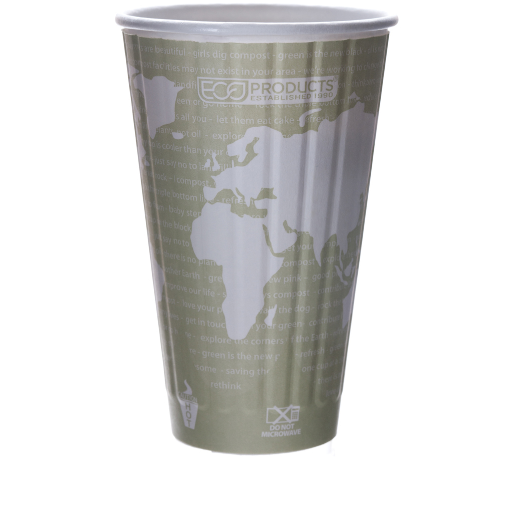 16oz INSULATED PAPER HOT CUP,
RENEWABLE &amp; COMPOPSTABLE,
WORLD ART, 15/40ct.,  10/21