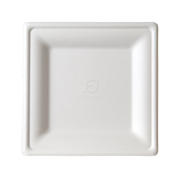 8&quot; SQUARE SUGARCANE PLATE, RENEWABLE &amp; COMPOSTABLE,