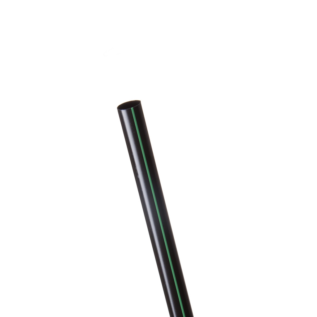 6&quot; Black GreenStripe Unwrapped Straw, 5mm diameter, 