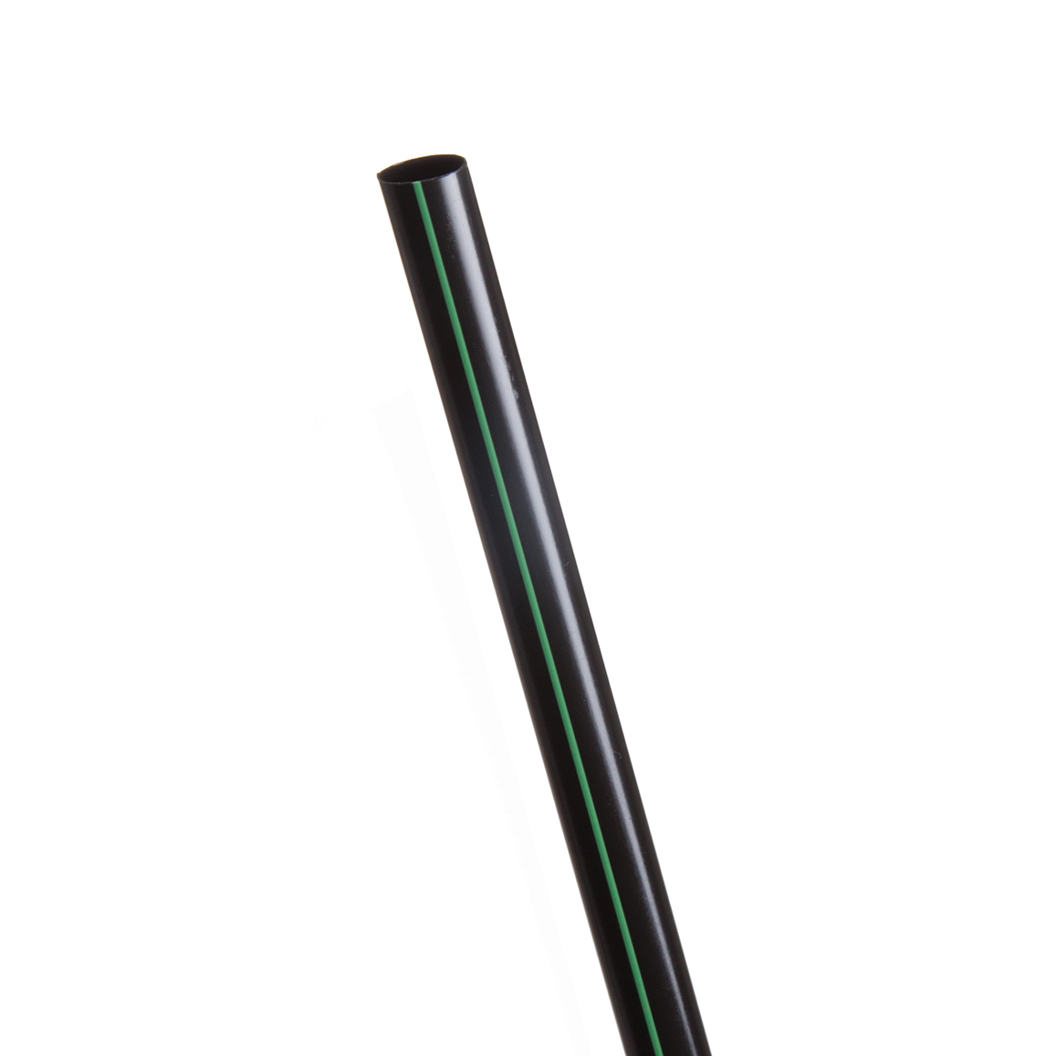 7.75&quot; Black GreenStripe
Unwrapped Straw, 8mm diameter, 
24/300ct.