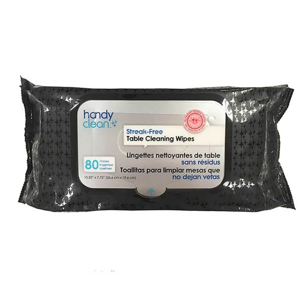 HANDYCLEAN TABLE CLEANING WIPES, RESEALABLE SOFT PACK,