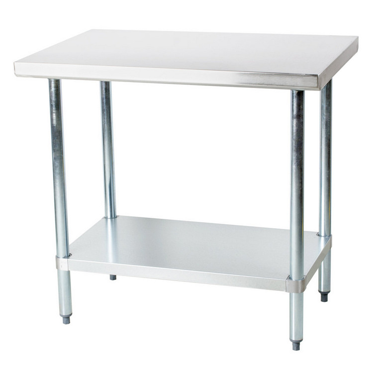 Economy Work Table, 24&quot;W x 
24&quot;D x 34&quot;H, open base with 
adjustable galvanized 
undershelf, 400 lb top shelf 
capacity &amp; 300 lb undershelf 
capacity, 18 gauge 430 
stainless steel surface, (4) 
galvanized steel legs &amp; 
adjustable plastic feet, NSF, 
4/22