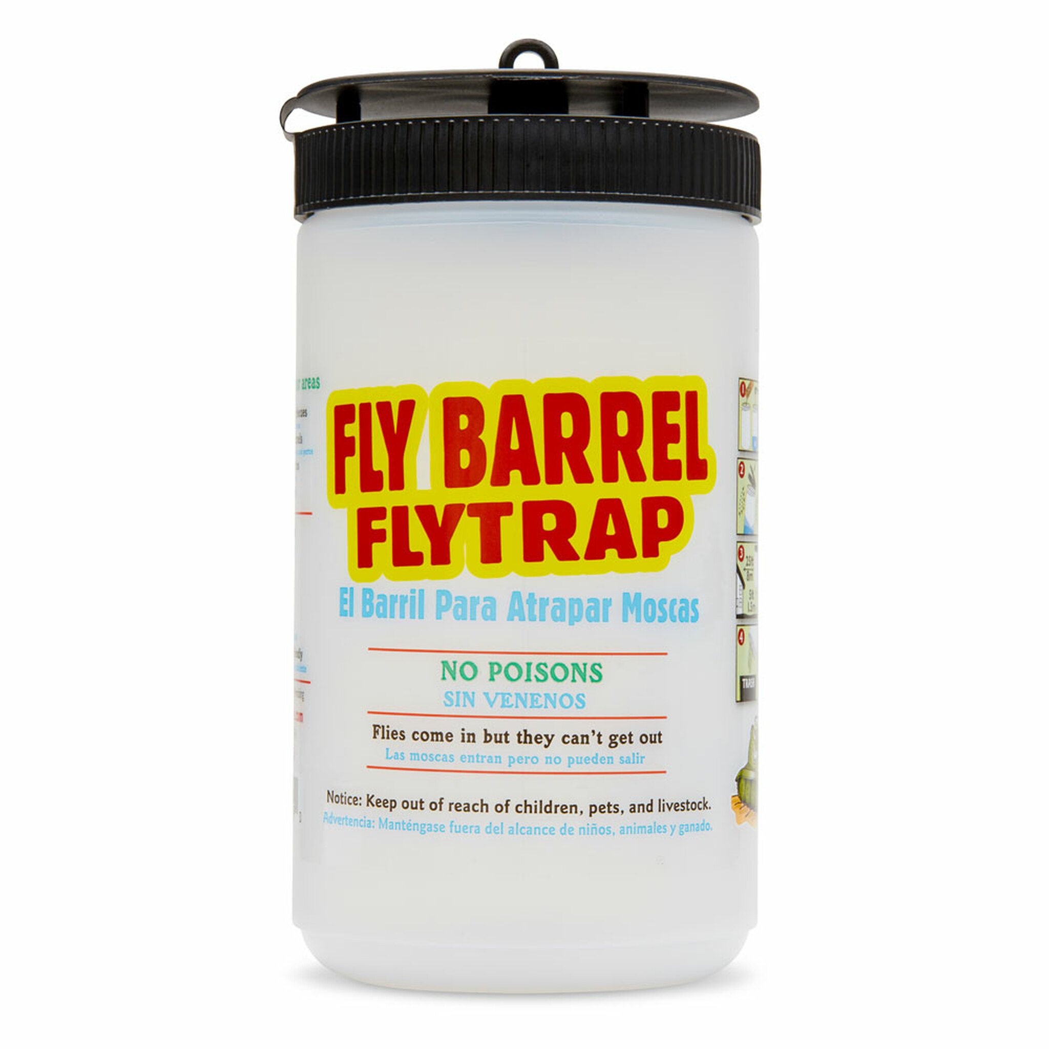 FLIES BE GONE FLY BARREL, COMPLETE WITH 2 PACKETS KM34