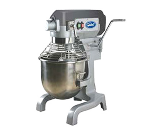 GEM120 Commercial Planetary
Mixer, 20 qt., 3 speed, #12
hub, overload switch, bowl
guard, includes stainless
steel bowl, flat beater,
spiral dough hook and wire
whip, 1-1/2 HP, 15 AMPS, 
120V/60/1 PH, ETL, UL , 4/22