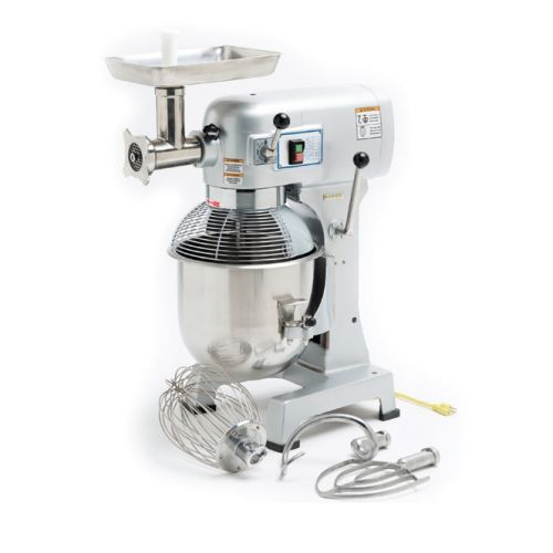 SM20HD Commercial Mixer,
countertop/bench, 20 qt.
capacity, 16&#39; W x 20&#39; D x 31&#39;
H, gear driven, 3-fixed
speed, safety guard, hardened
alloy gears &amp; shafts,
transmission permanently
lubricated, includes: beater,
whisk, dough hook, stainless
steel bowl, #12 hub grinder
head, rigid cast iron, 1.5
HP, 110v/60/1-ph, 1 year
parts &amp; labor warranty,
12/16, SERIAL# _____________