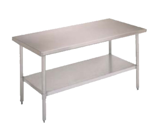 Budget Work Table, 24&quot;W x 
24&quot;D, 18/430 stainless steel 
top, Stallion Safety Edge both 
faces, straight turn down on 
sides, adjustable stainless 
steel undershelf, stainless 
steel legs &amp; plastic bullet 
feet, NSF, KD, 10/21