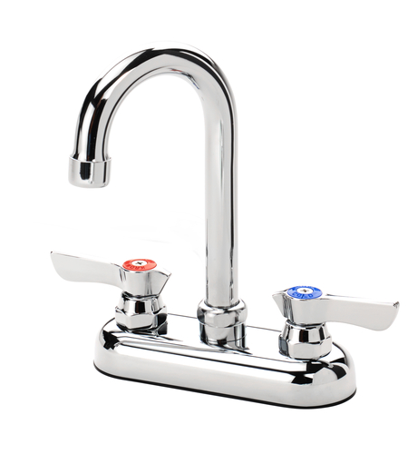Krowne Commercial
Series Faucet, deck-mounted,
gooseneck spout, 4&quot; centers,
low lead compliant, 11/21