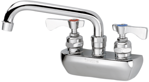 Royal Series Faucet,
splash mount, 4&#39; centers, 6&#39;
swing spout, ceramic
cartridge valve with built-in
back flow preventers,
includes mounting kit, chrome
finish, low lead compliant,
NSF, 11/21
