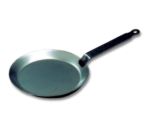 Crepe Pan, 9-1/2&quot; dia., iron handle, black steel, each 