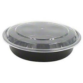 9&quot; BLACK ROUND COMBO PACK, 
48oz, (3 SLEEVES OF 
CONTAINERS/LIDS)
150/ct.