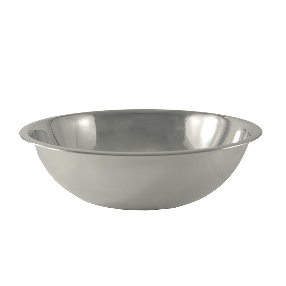 Mixing Bowl, 5 quart
capacity (4.8 quart), 11-7/8&quot;
dia., 3-1/4&quot; deep, 0.5 mm
thick stainless steel, each