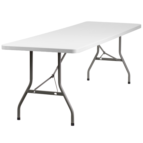 RB-3096-GG 30&#39;X96&#39; Commercial
Grade Folding Table, 661 lb.
Static Load Capacity\n2&#39;&#39;
Thick Granite White Table
Top, Impact and Stain
Resistant Plastic Top, Gray
Powder Coated Wishbone Legs,
Non-Marring Foot Caps, Made
of Eco-Friendly Materials,
High Quality Construction,
Constructed for Indoor and
Outdoor Use, 12/21