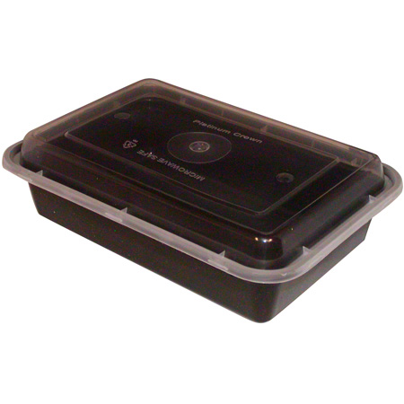 8x6x1.5 Rect Micro Food  Container, 28oz., Black 