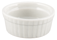 Ramekin, 5oz., 3-1/2&quot;
dia., round, fluted, bright
white, Universal, Market
Buffet Collection,
Undecorated, 3/DOZ, 10/21