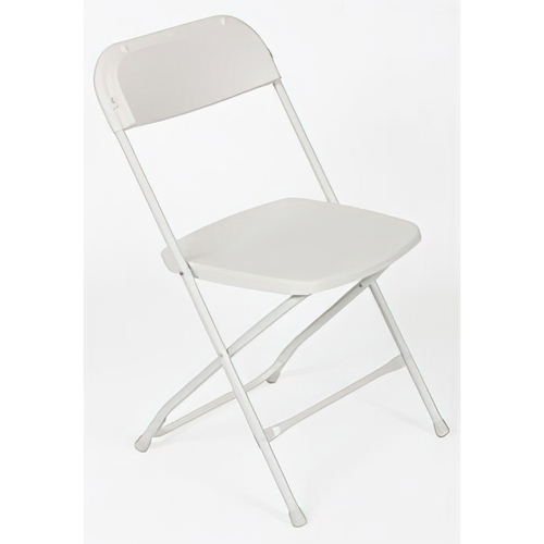 ROY 724 W Folding Chair,
plastic seat &amp; back, folds
flat, steel frame, white, 4/21