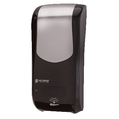Summit Rely Hybrid Soap 
Dispenser, 5-1/2&quot;W x 4&quot;D x 
12&quot;H, 900 mL capacity, 
dispenses bulk liquid/lotion &amp; 
hand sanitizer, electronic 
touchless, battery operated, 
manual operation when 
batteries are low, 
black/stainless look, EACH, 
11/21