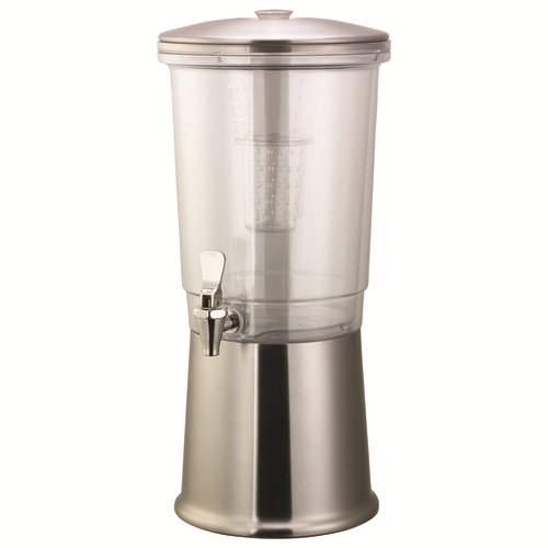 3 gallon Beverage Dispenser, 
(384 oz.), 13" x 11-1/4" x 
22-1/2", double wall, 
includes: removable infuser &amp; 
ice tube, &amp; stainless spigot, 
and (3) flavor indicator 
stickers: "Now Serving", "Iced 
Tea", "Water" &amp; "Lemonade", 
clear BPA Free Tritan 
container (dishwasher safe), 
stainless steel base &amp; lid, 
brushed finish (hand wash 
only), NSF  Each 