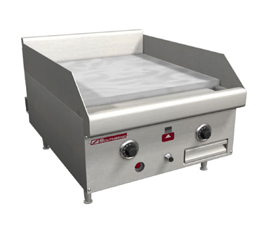 Griddle, countertop, gas, 24&quot;
W x 24&quot; D cooking surface, 1&quot;
thick polished steel plate,
manual controls, battery spark
ignition, stainless steel
front, sides &amp; 4&quot; adjustable
legs, 40,000 BTU, CSA, NSF
(Note: Qualifies for
Southbend&#39;s Service First
Program, see Service First
document for details),
Standard one year limited
warranty, NAT GAS, 1/23