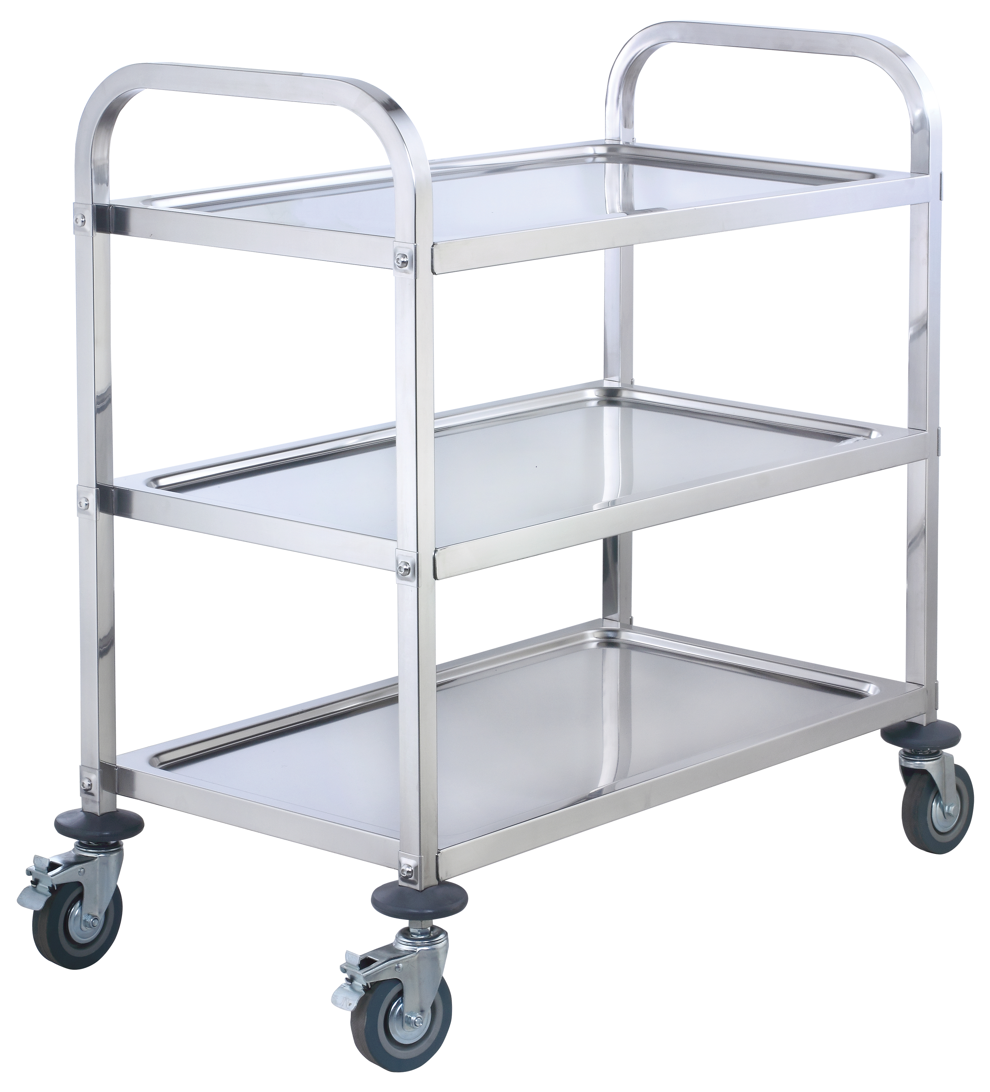Trolley, 3-tier, 33&quot; x 17&quot; x
35&quot;H with wheels, (29-1/2&quot;H
without wheels), (2) handles,
stainless steel (KD), each